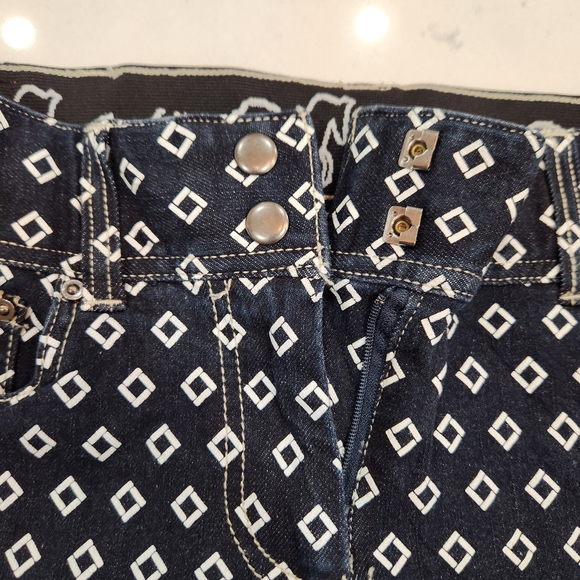 Goode Rider Full Seat Breaches Size 32R Blue Diamond All Over Print Stretch - Picture 7 of 16